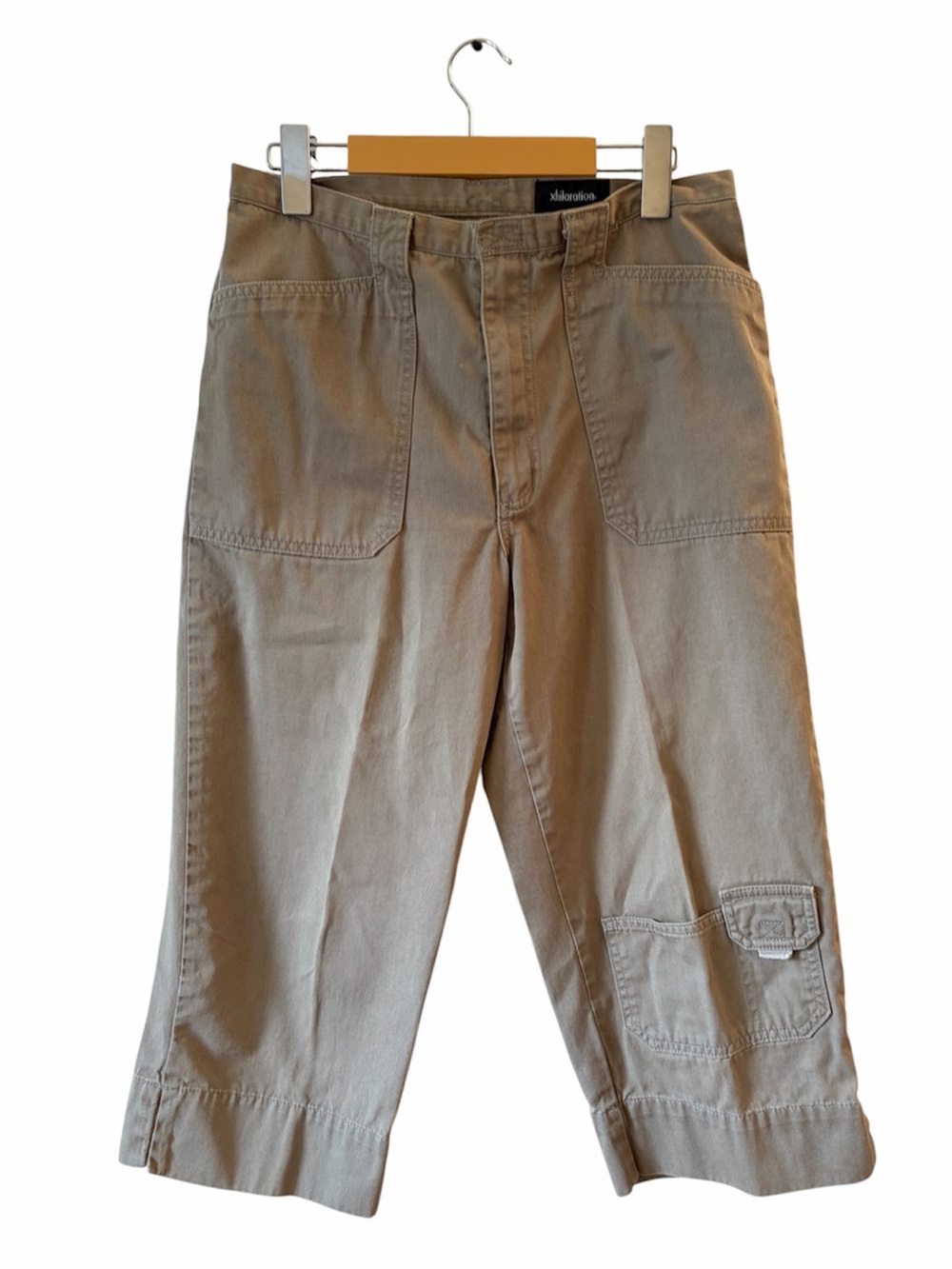 Xhilaration Cargo Capris Beige Khaki Y2K Utility Pants 100% Cotton Safari Casual